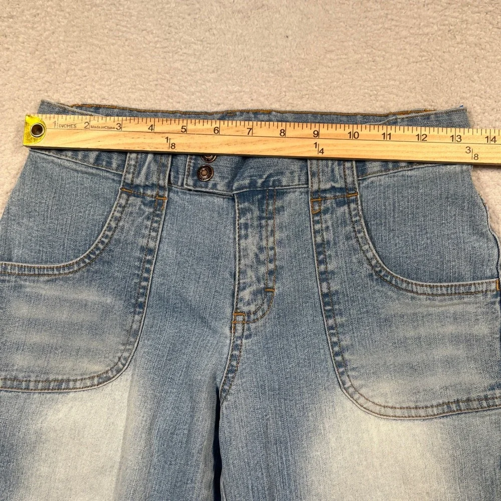Vintage Y2K Old Navy Blue Jeans Capri Stretch Denim Girl's Size 14 2002 Wide Leg